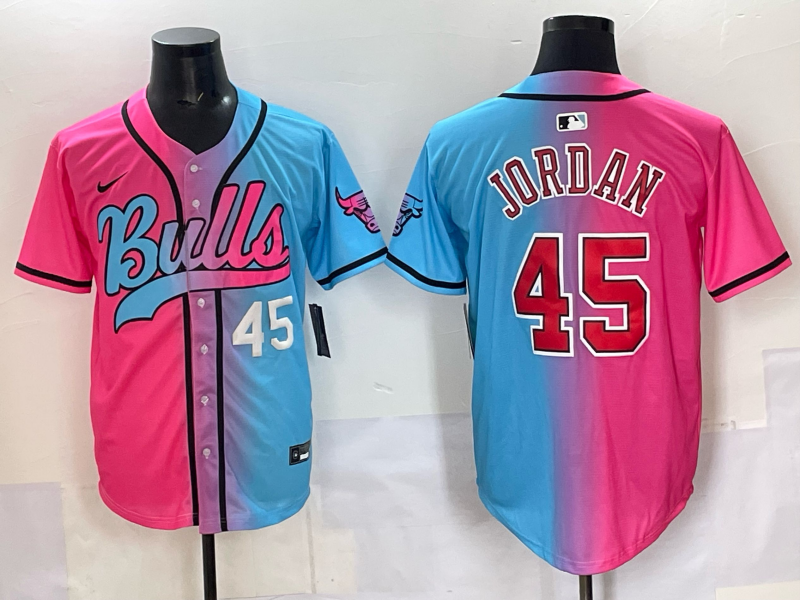 Men Chicago Bulls Nike #45 Jordan Blue pink NBA 2025 Jersey style 001